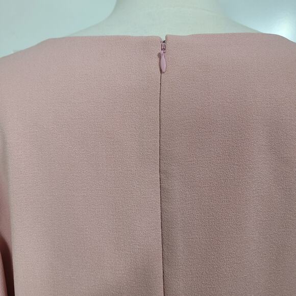 NWT Eliza J Blush Pink V-Neck 3/4 Bell Sleeve Crepe Shift Dress Size 12 - Picture 8 of 11